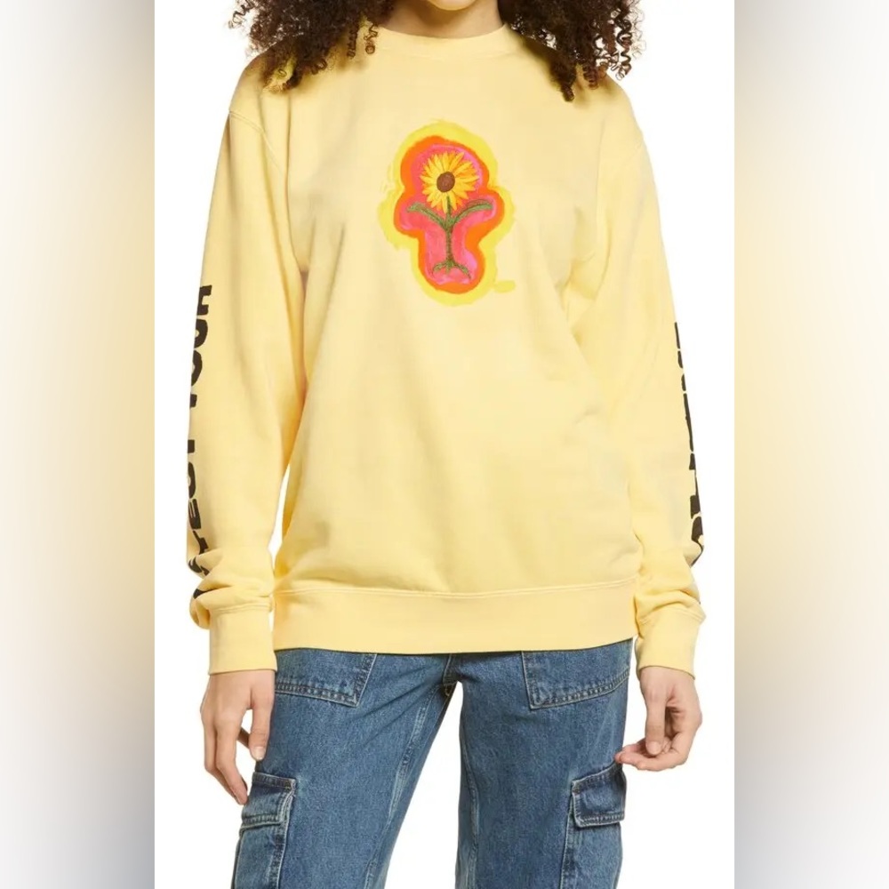 Deadstock Petals and Peacocks Protect your energy Sweatshirt unisex